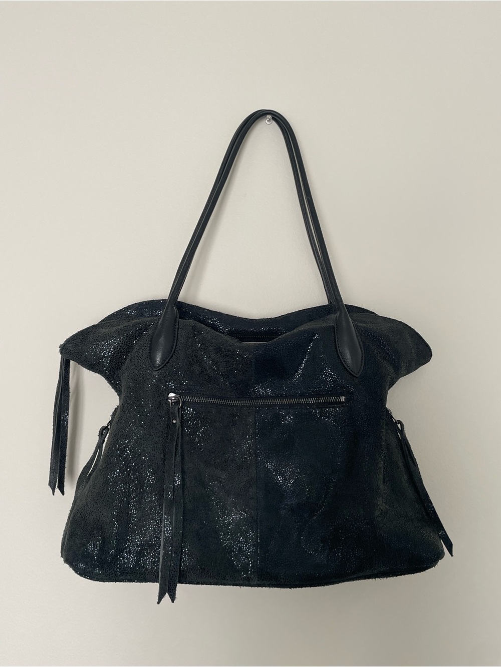 SORIAL Black Sparkle Tote Bag - Everyday Shoulder Bag